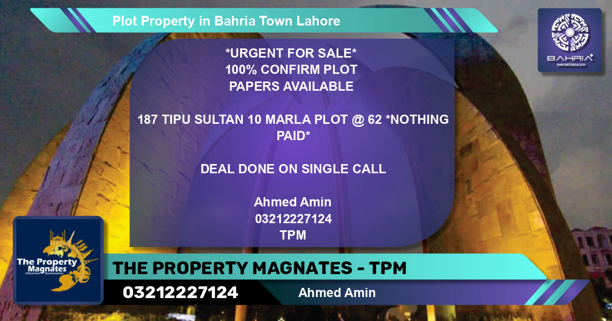 Residential Plot for Sale in Bahria Town, Lahore - (BP-41102)