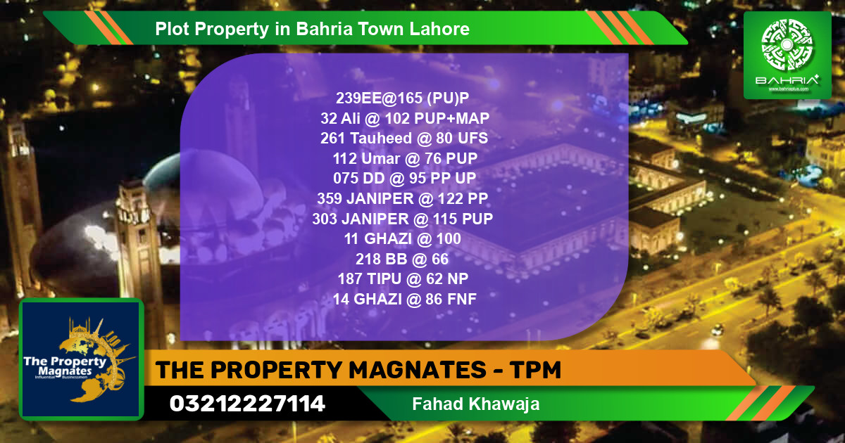 Residential Plot for Sale in Bahria Town, Lahore - (BP-41105)