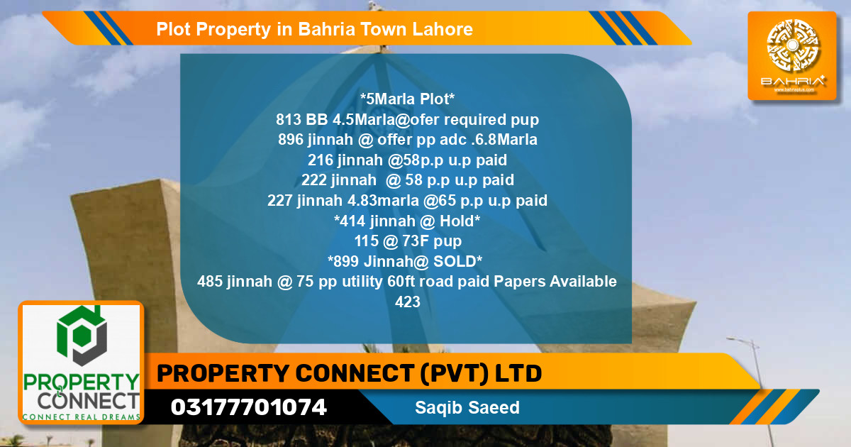 Residential Plot for Sale in Bahria Town, Lahore - (BP-41115)