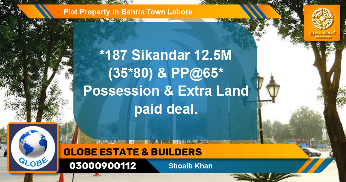 Residential Plot for Sale in Bahria Town, Lahore - (BP-41116)