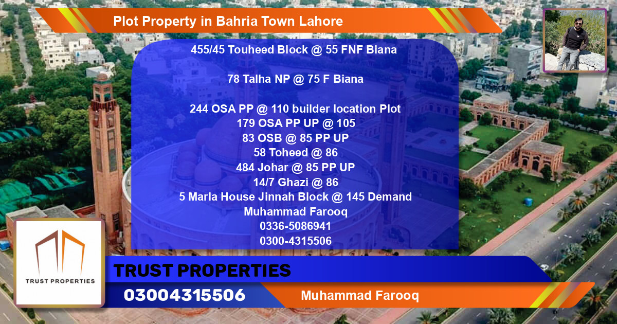 Residential Plot for Sale in Bahria Town, Lahore - (BP-41118)