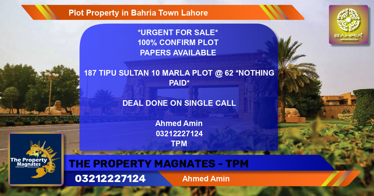 Residential Plot for Sale in Bahria Town, Lahore - (BP-41150)