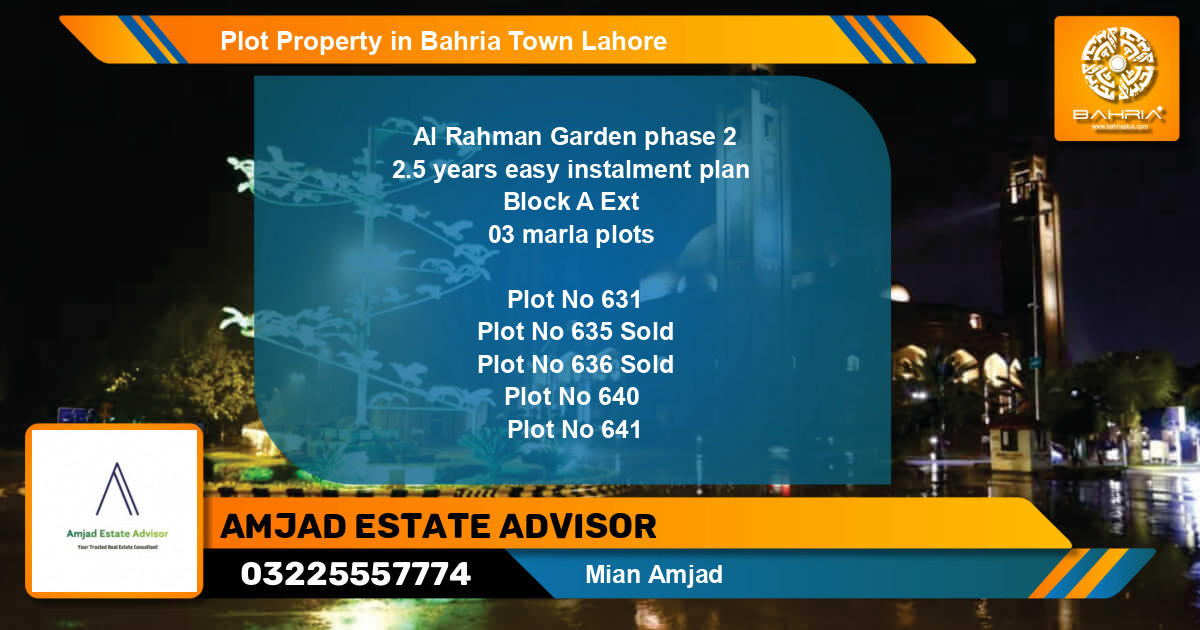 Residential Plot for Sale in Bahria Town, Lahore - (BP-41154)