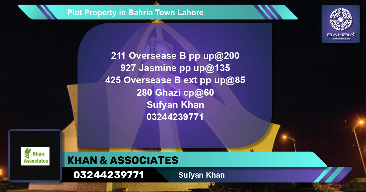 Residential Plot for Sale in Bahria Town, Lahore - (BP-41200)