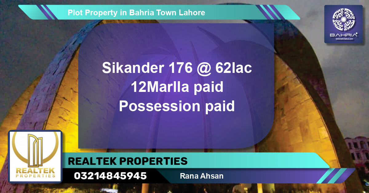 Residential Plot for Sale in Bahria Town, Lahore - (BP-41212)