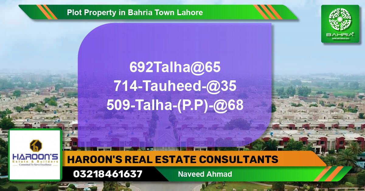 Residential Plot for Sale in Bahria Town, Lahore - (BP-41227)