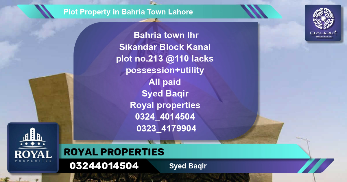 Residential Plot for Sale in Bahria Town, Lahore - (BP-41243)