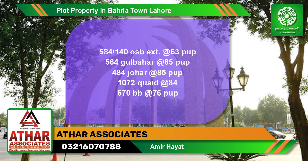Residential Plot for Sale in Bahria Town, Lahore - (BP-41262)