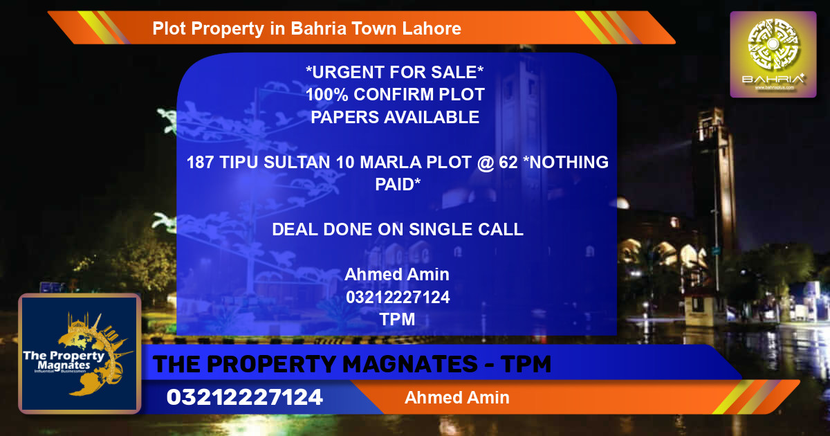 Residential Plot for Sale in Bahria Town, Lahore - (BP-41269)
