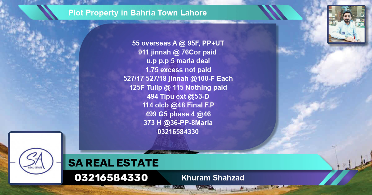 Residential Plot for Sale in Bahria Town, Lahore - (BP-41290)