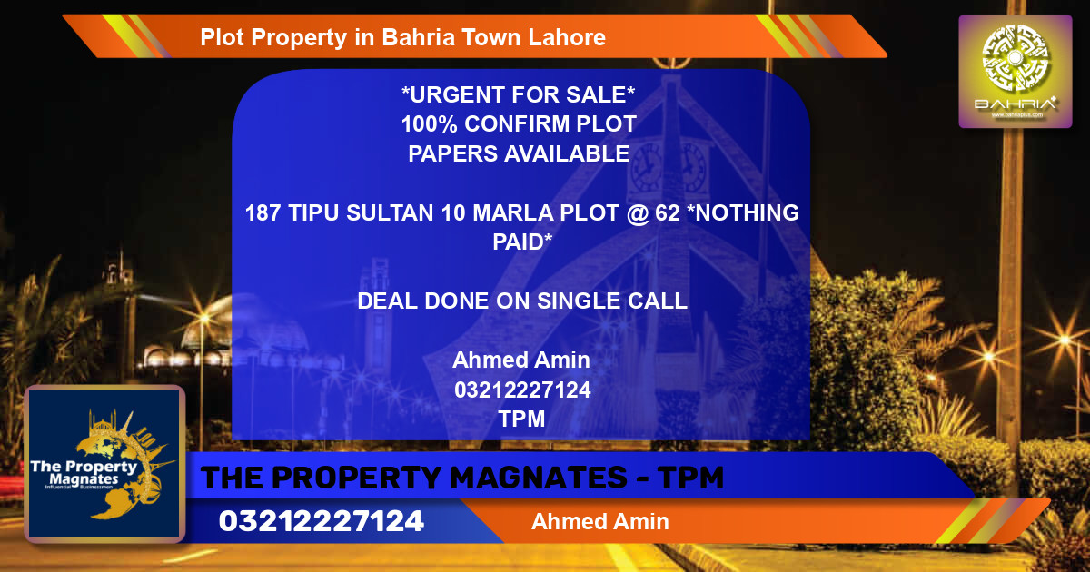 Residential Plot for Sale in Bahria Town, Lahore - (BP-41359)