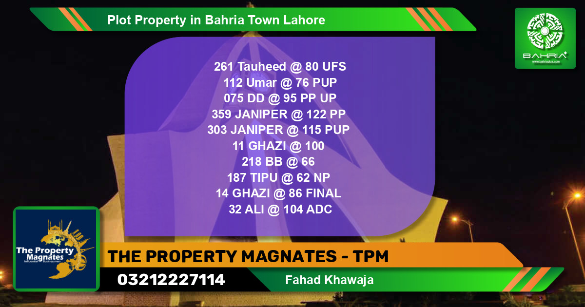 Residential Plot for Sale in Bahria Town, Lahore - (BP-41371)