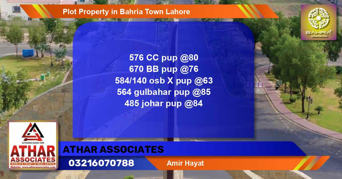 Residential Plot for Sale in Bahria Town, Lahore - (BP-41388)