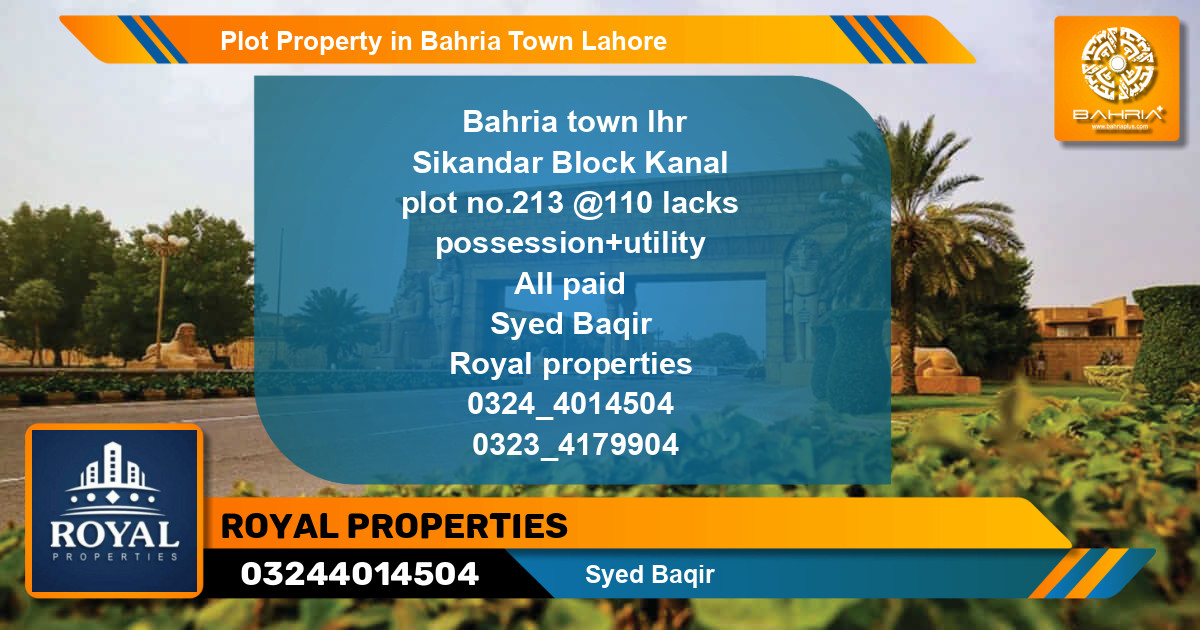 Residential Plot for Sale in Bahria Town, Lahore - (BP-41404)