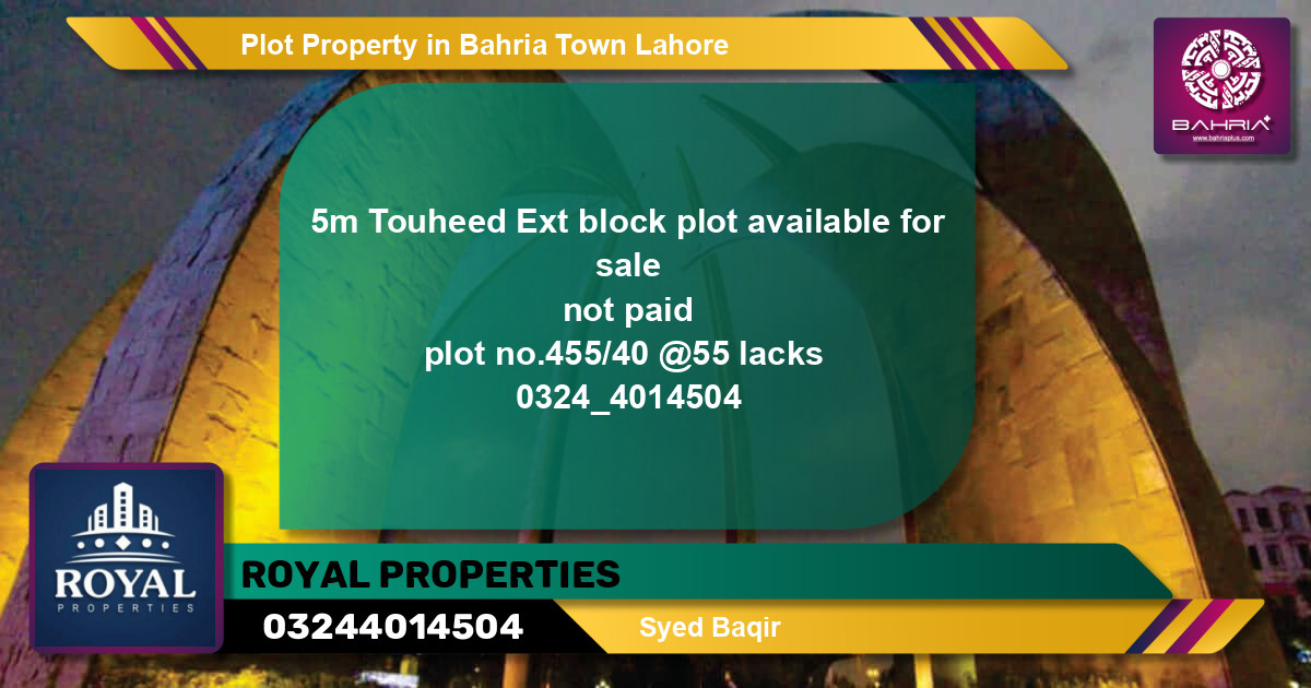 Residential Plot for Sale in Bahria Town, Lahore - (BP-41422)