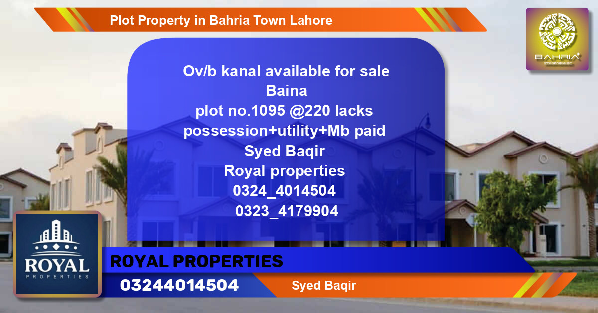 Residential Plot for Sale in Bahria Town, Lahore - (BP-41431)