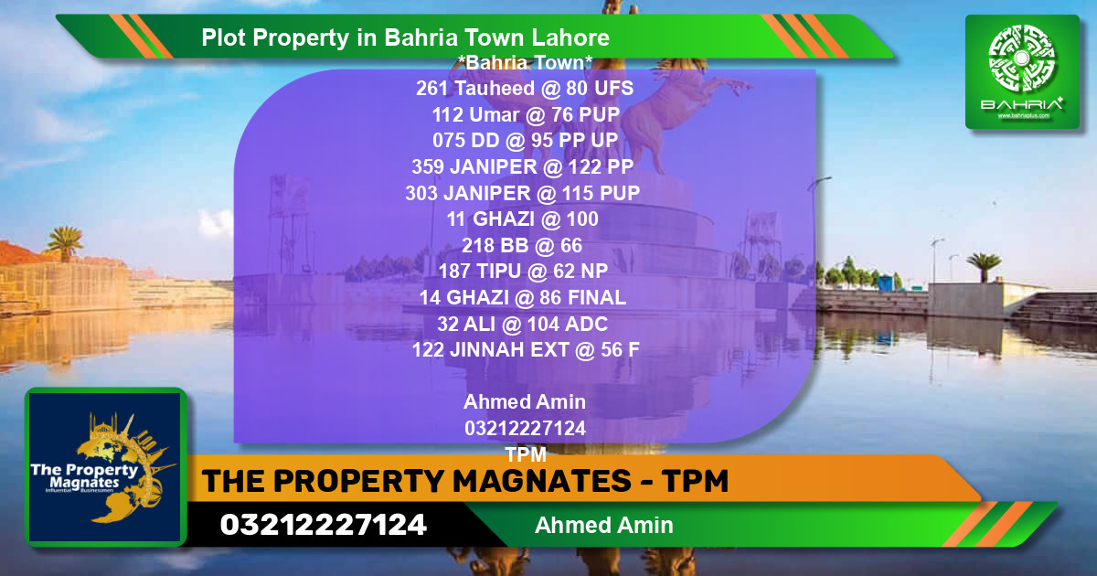 Residential Plot for Sale in Sector F - Tauheed Block -  Bahria Town, Lahore - (BP-41439)
