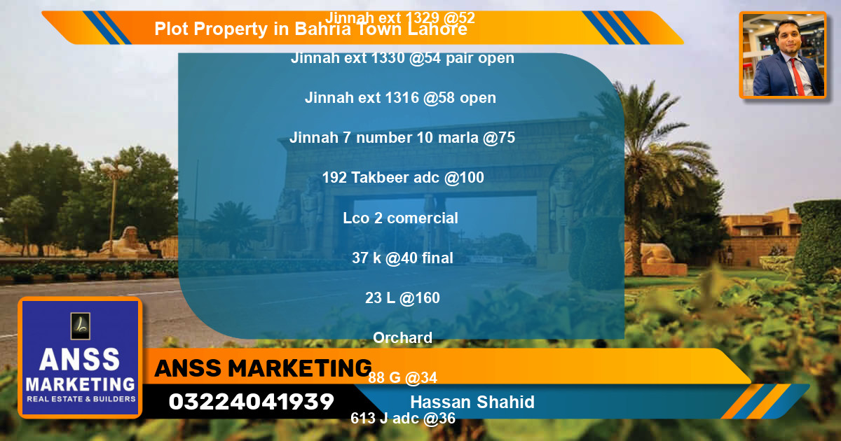Residential Plot for Sale in Bahria Town, Lahore - (BP-41466)
