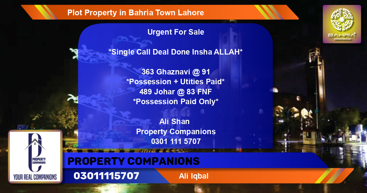 Residential Plot for Sale in Bahria Town, Lahore - (BP-41474)