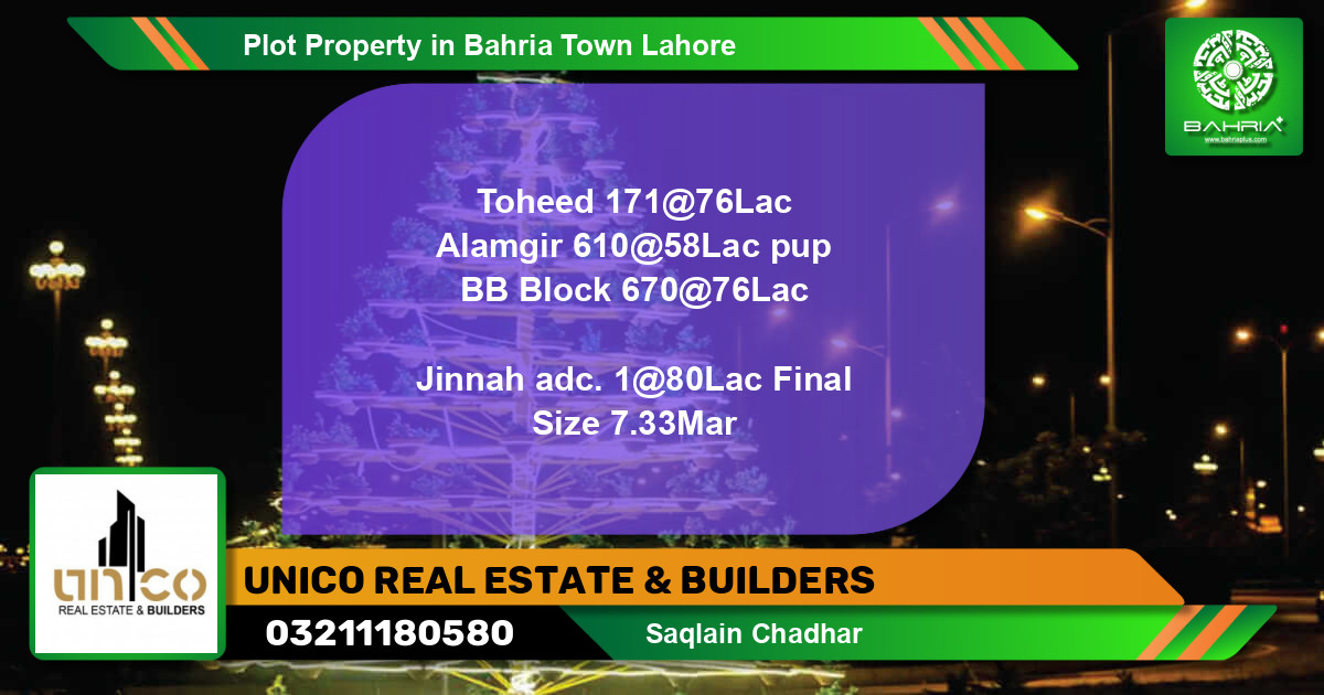 Residential Plot for Sale in Bahria Town, Lahore - (BP-41533)