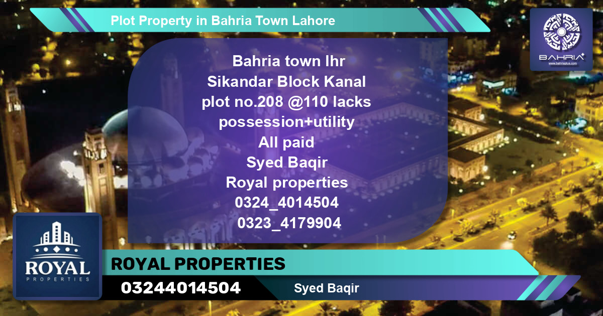 Residential Plot for Sale in Bahria Town, Lahore - (BP-41631)