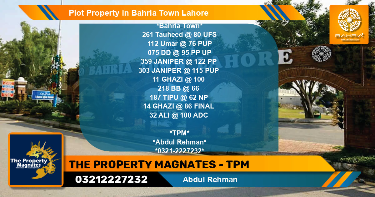 Residential Plot for Sale in Bahria Town, Lahore - (BP-41656)