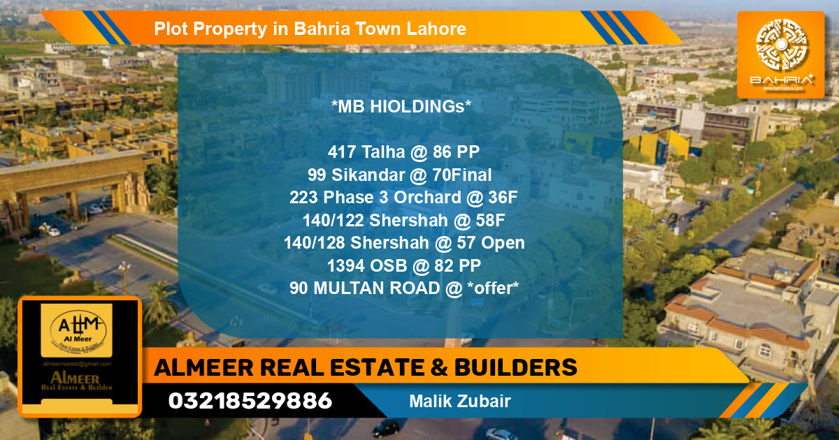 Residential Plot for Sale in Bahria Town, Lahore - (BP-41662)