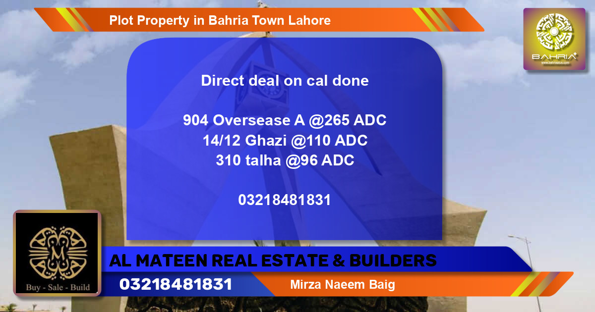 Residential Plot for Sale in Bahria Town, Lahore - (BP-41664)