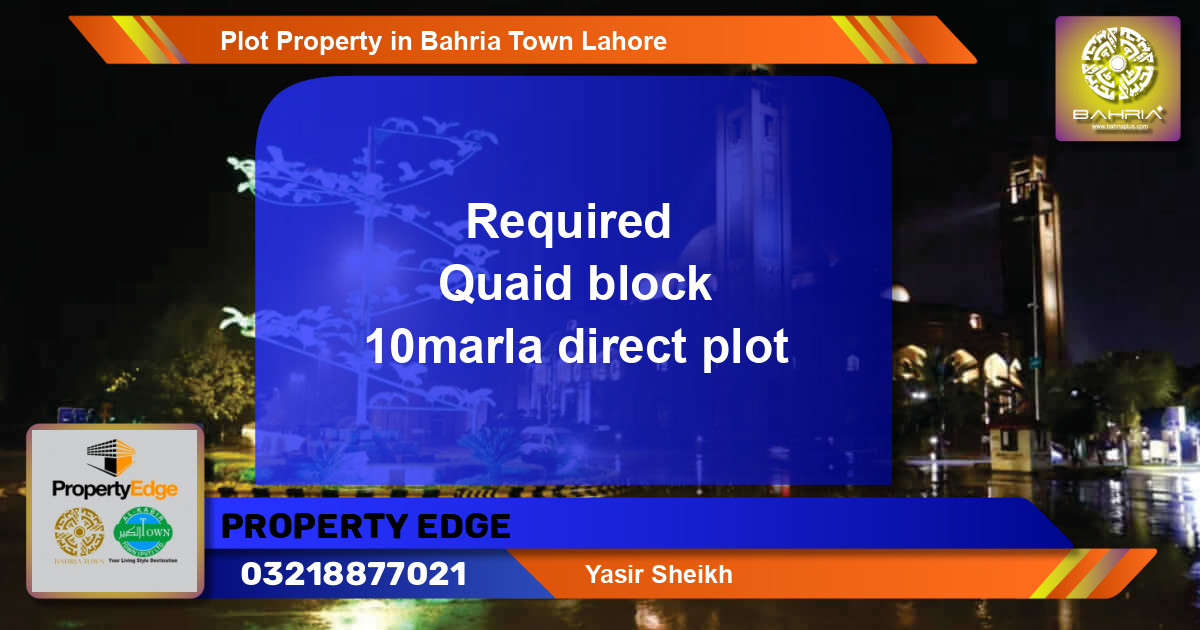 Residential Plot for Sale in Bahria Town, Lahore - (BP-41676)