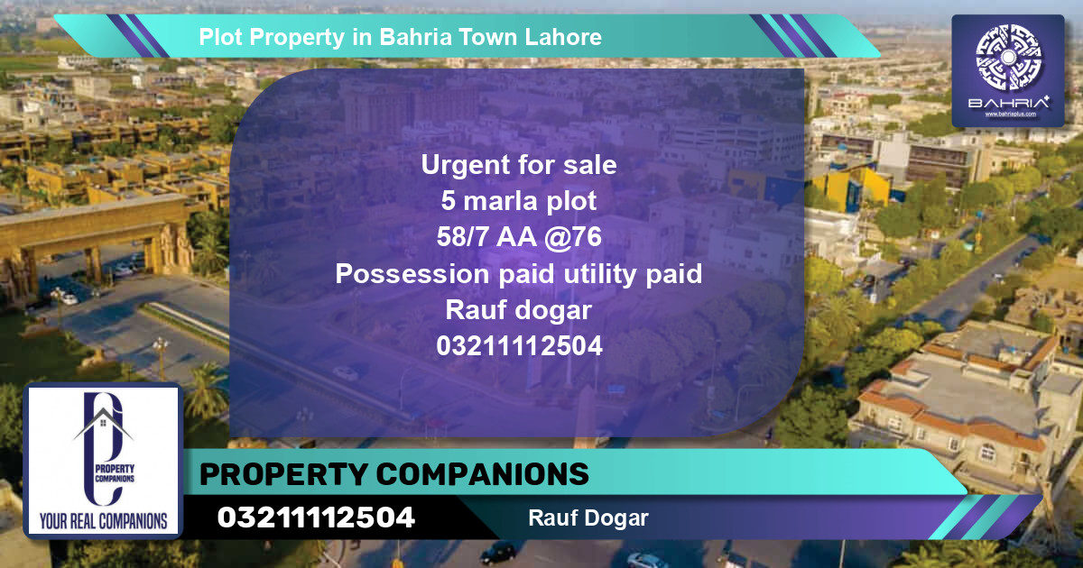 Residential Plot for Sale in Bahria Town, Lahore - (BP-41727)