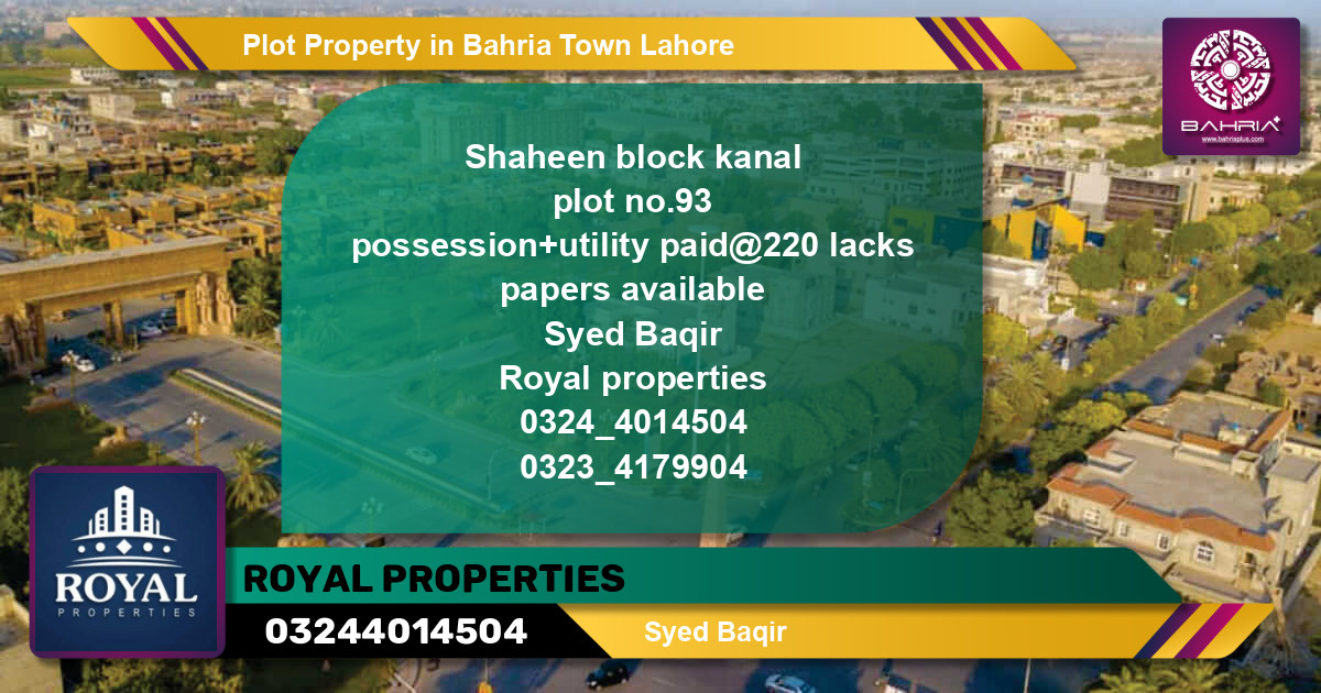 Residential Plot for Sale in Bahria Town, Lahore - (BP-41760)
