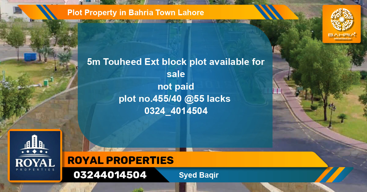 Residential Plot for Sale in Bahria Town, Lahore - (BP-41766)