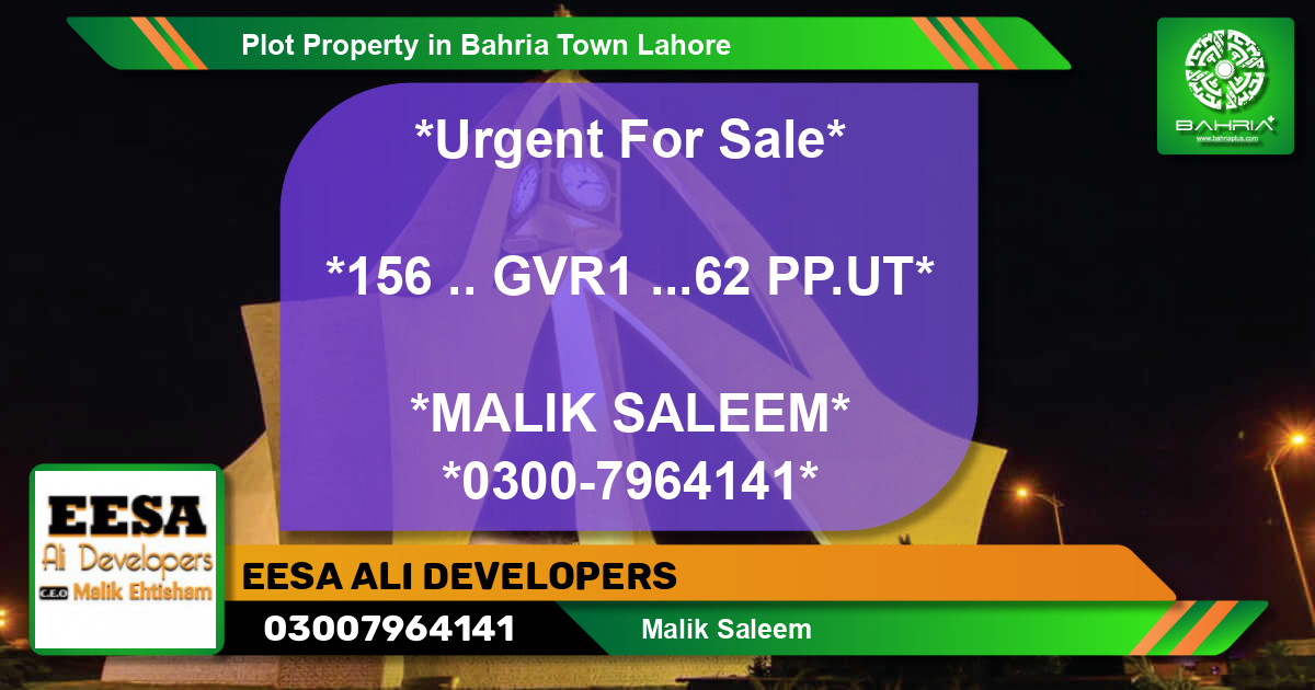 Residential Plot for Sale in Bahria Town, Lahore - (BP-41790)