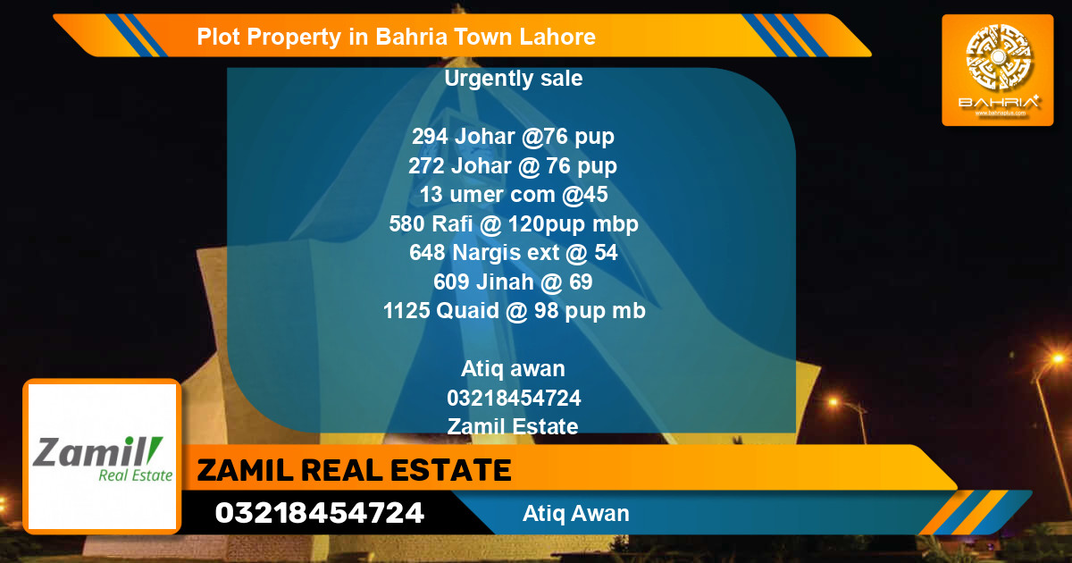 Residential Plot for Sale in Bahria Town, Lahore - (BP-41793)