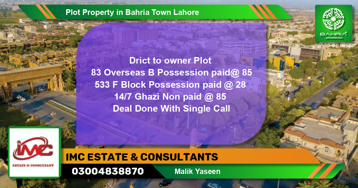 Residential Plot for Sale in Bahria Town, Lahore - (BP-41796)