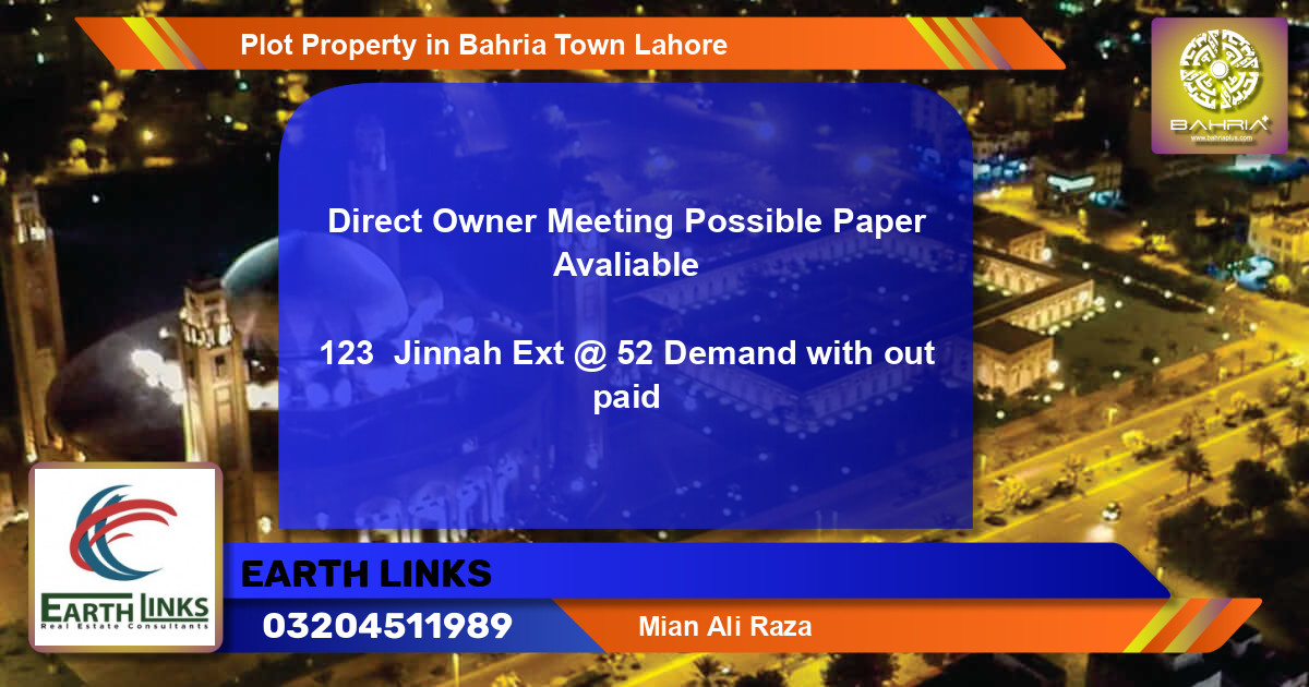 Residential Plot for Sale in Bahria Town, Lahore - (BP-41847)