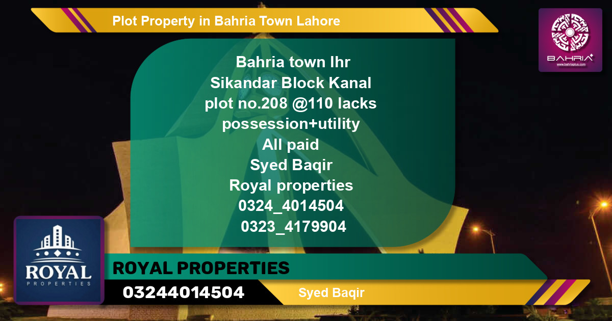 Residential Plot for Sale in Bahria Town, Lahore - (BP-41875)