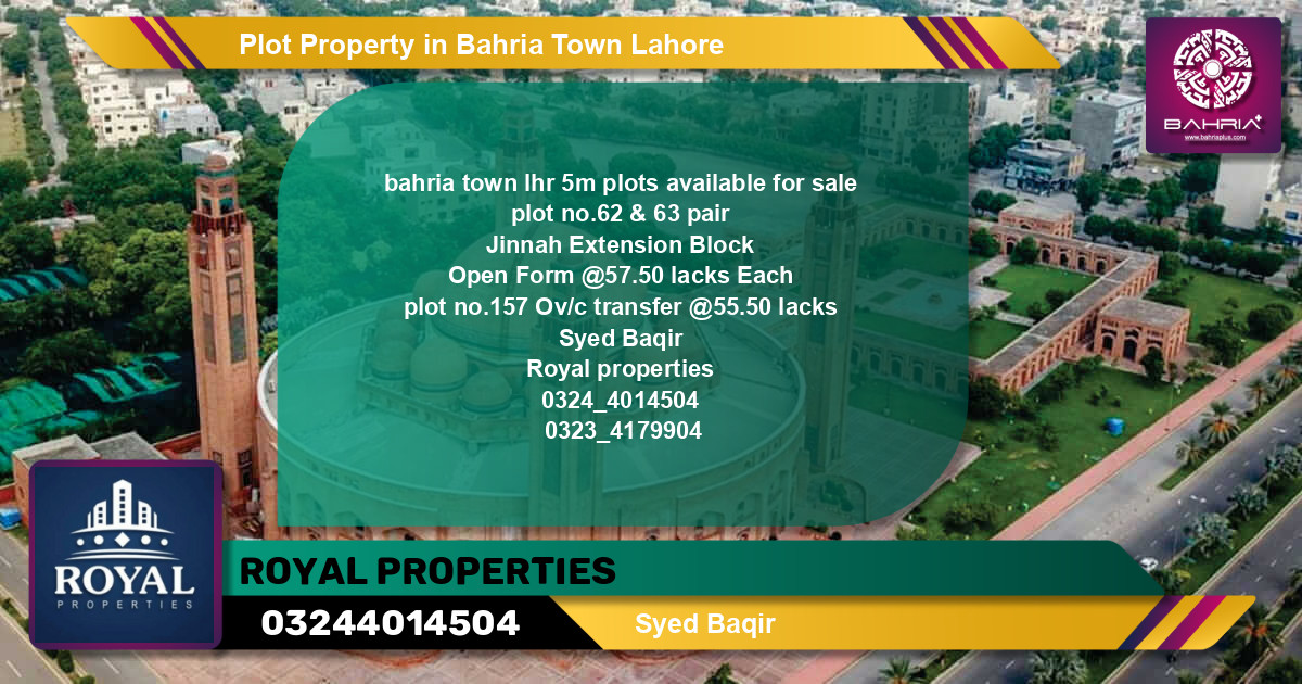 Residential Plot for Sale in Bahria Town, Lahore - (BP-41877)