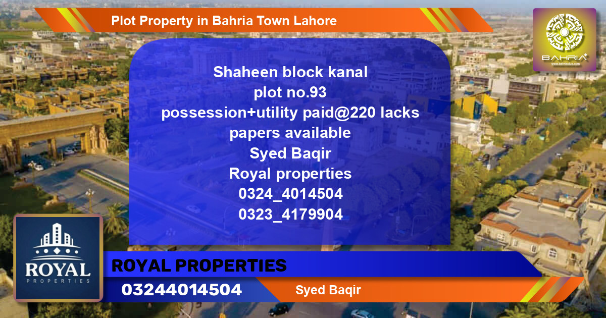 Residential Plot for Sale in Bahria Town, Lahore - (BP-41884)