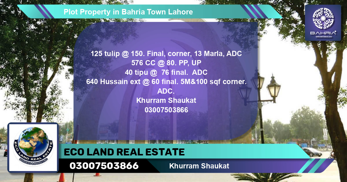 Residential Plot for Sale in Bahria Town, Lahore - (BP-41886)