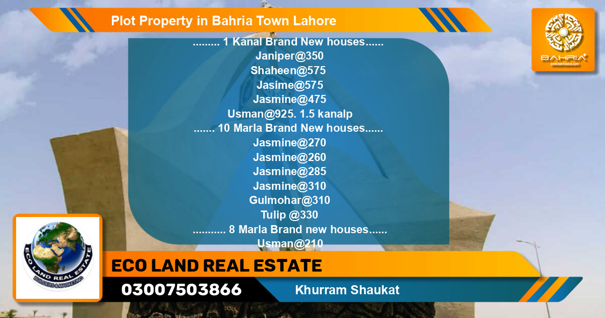 Residential Plot for Sale in Bahria Town, Lahore - (BP-41887)