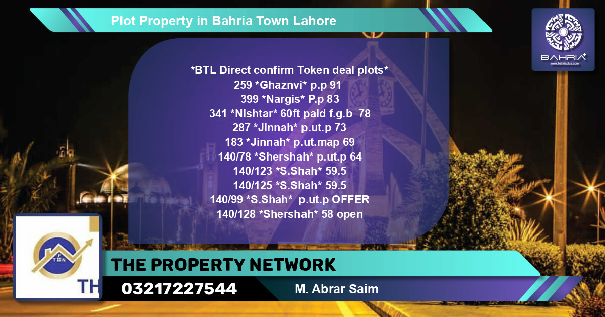 Residential Plot for Sale in Bahria Town, Lahore - (BP-41892)