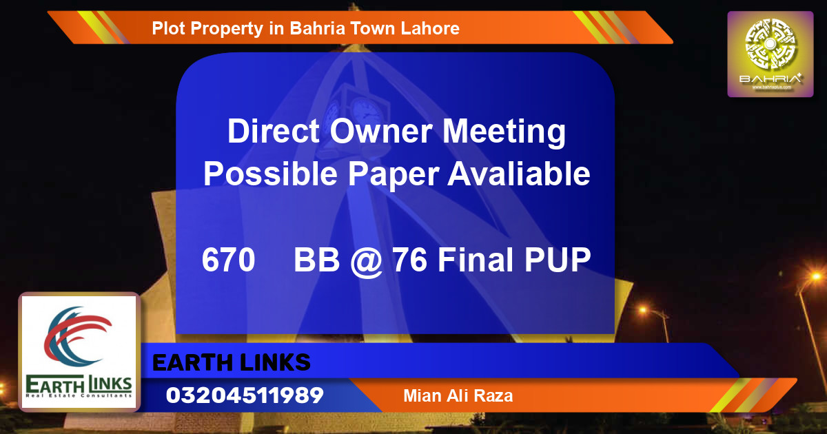 Residential Plot for Sale in Bahria Town, Lahore - (BP-41895)