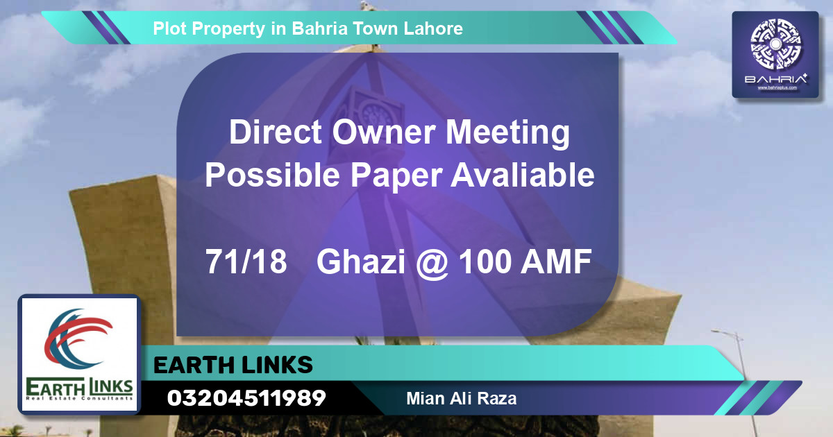 Residential Plot for Sale in Bahria Town, Lahore - (BP-41897)