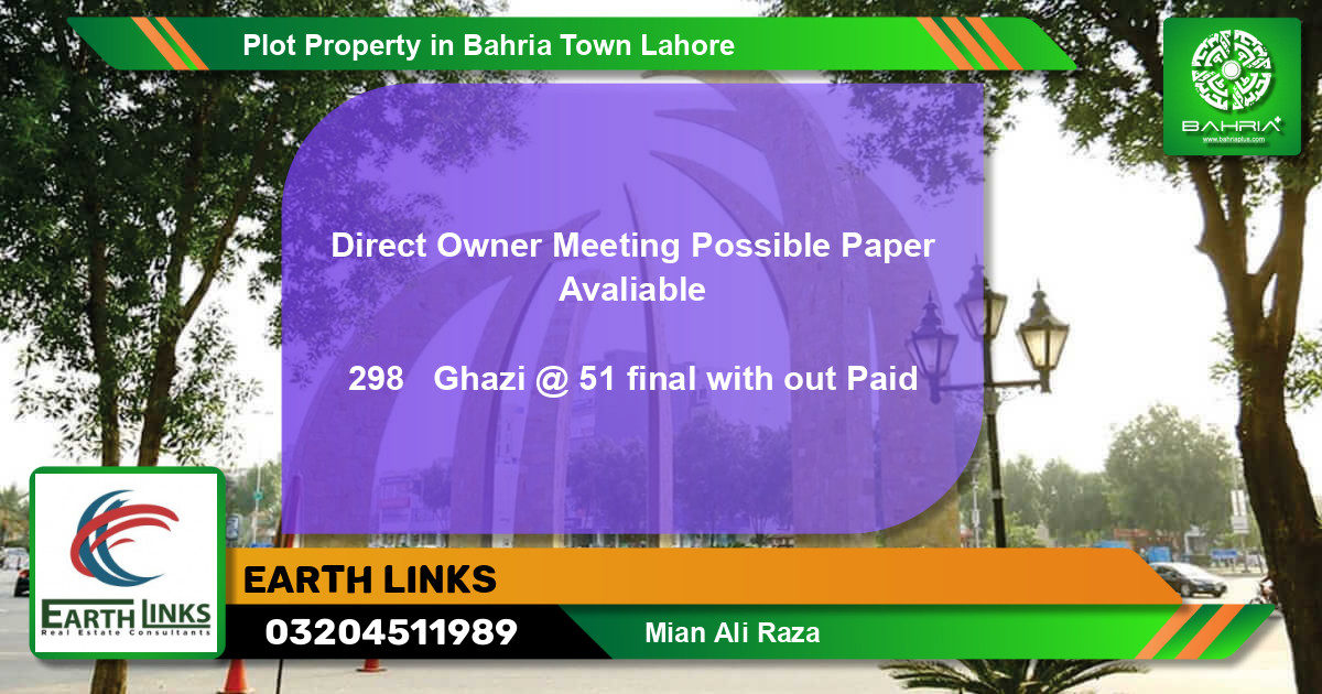 Residential Plot for Sale in Bahria Town, Lahore - (BP-41898)