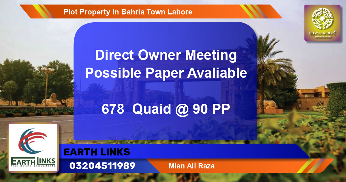 Residential Plot for Sale in Bahria Town, Lahore - (BP-41920)