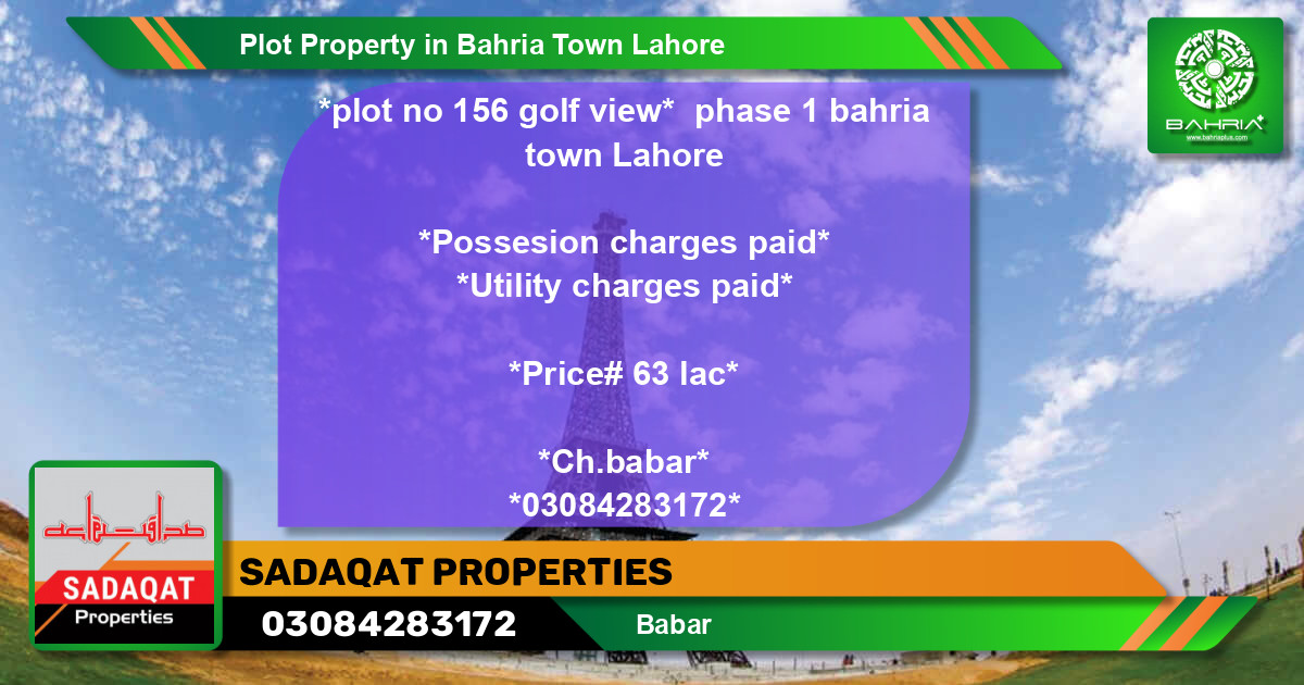 Residential Plot for Sale in Bahria Town, Lahore - (BP-41923)