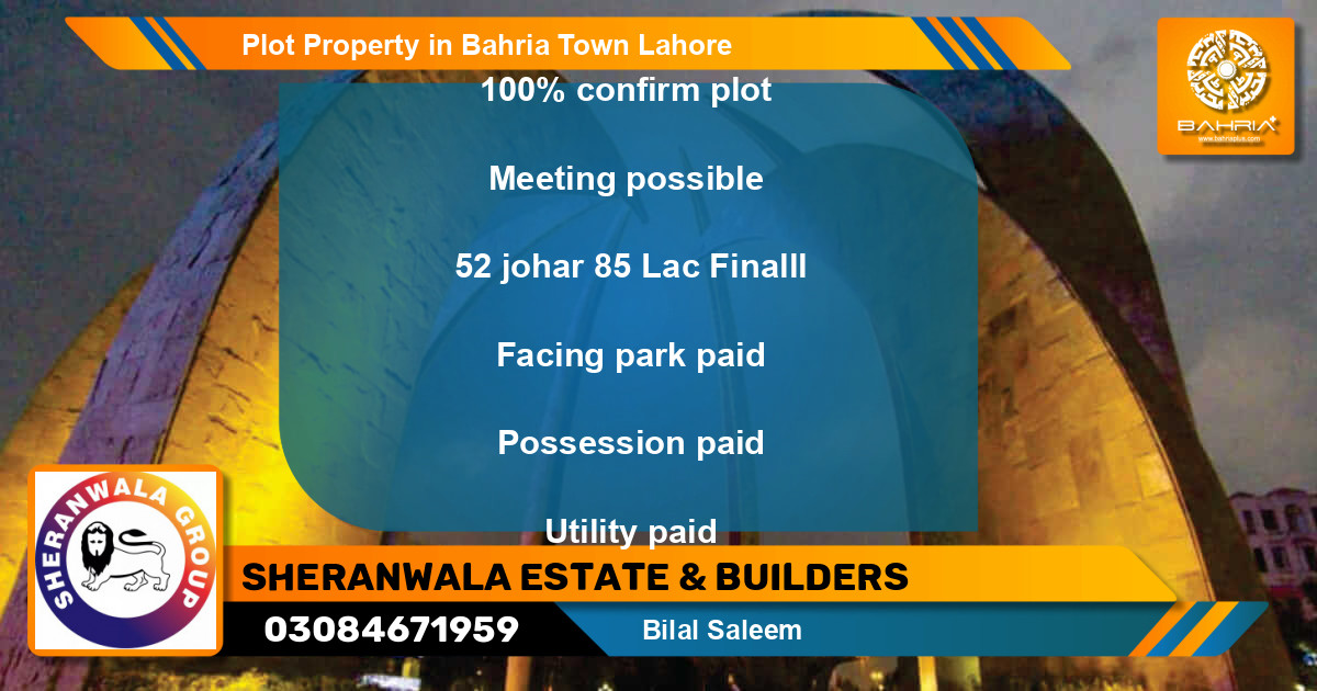 Residential Plot for Sale in Bahria Town, Lahore - (BP-41940)