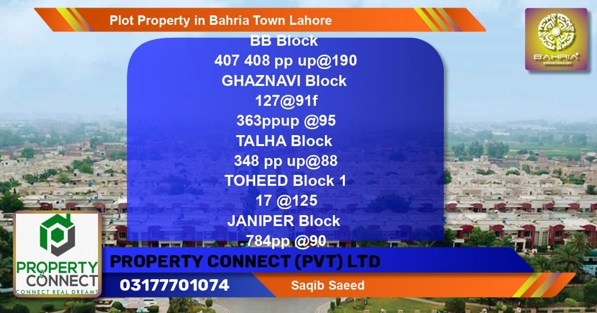 Residential Plot for Sale in Bahria Town, Lahore - (BP-41953)