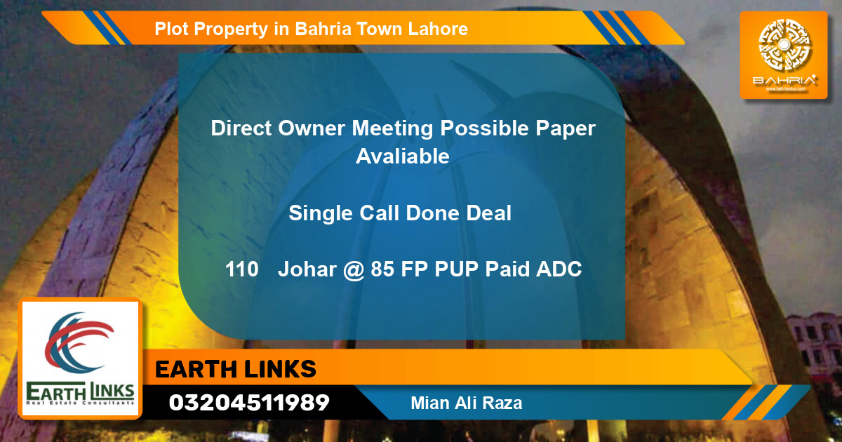 Residential Plot for Sale in Bahria Town, Lahore - (BP-41964)